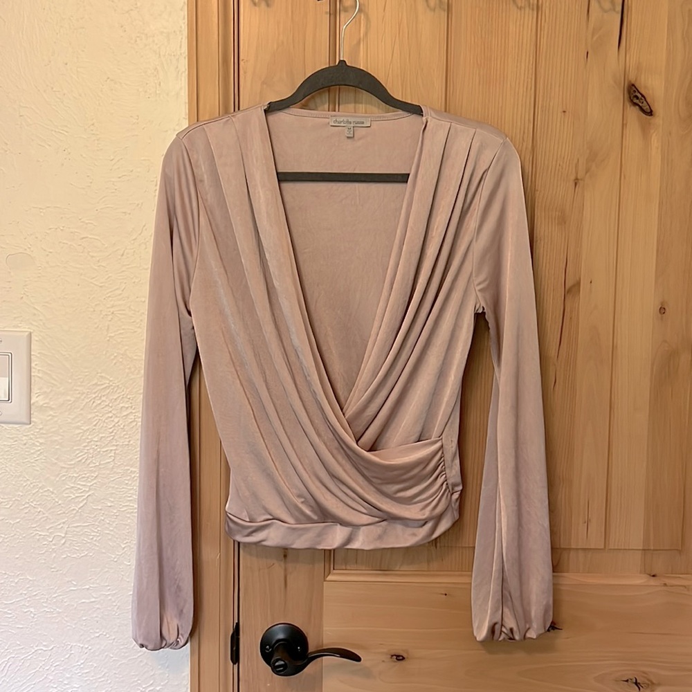 Pink V Neck Long Sleeve